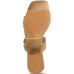 Mochi Women's Gold Ethnic Sandals image 5