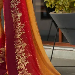 Saree Mall Beige Embellished Sarees With Unstitched Blouse image 5