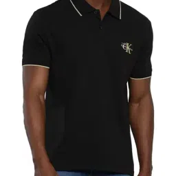 Calvin Klein Ck Black Cotton Regular Fit Polo T-Shirt-image-45