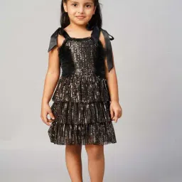 Lil Drama Kids Black Embellished Dress-image-35