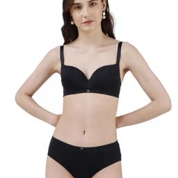 Soie Black Non-Wired Padded Bra & Panty Set-picture-48