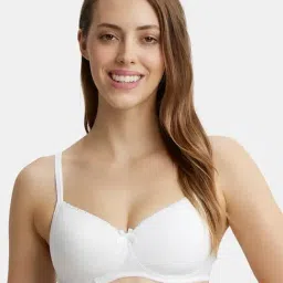 Jockey 1723 Women's Wirefree Padded Super Combed Cotton Medium Coverage Lace Styling T-Shirt Bra-image-22