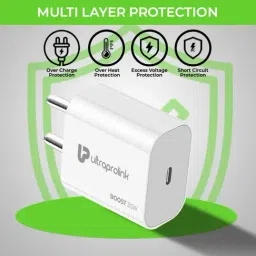 ULTRAPROLINK Boost PD30 PD-PPS 30 Watt Travel Charger with C2C Cable (White) image 4