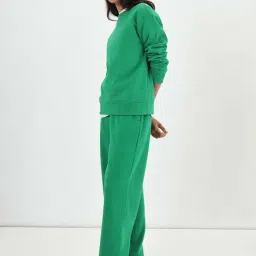 Femmella Green Cotton Relaxed Fit Sweatshirt image 3