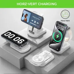 ULTRAPROLINK UM1006CRWHT 3 in 1 20 Watt Mag-Safe Magnetic Dock Wireless Charger for iPhone (White) image 5