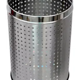 Fibrecrafts India Free Size Silver Stainless Steel Perforated Dustbin 12x18 Inch, SSPER35-picture-18
