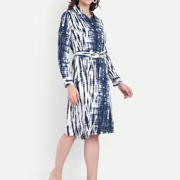 FairLeaf Women Tie and Dye Dyed Cotton Shirt Dress image 2