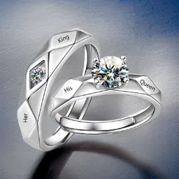 RUHI COLLECTION Set Of 2 Silver-Plated Cubic Zirconia	Stone-Studded Finger Ring-picture-13