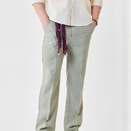 Snitch Men Textured Straight Fit Regular Trousers-image-19