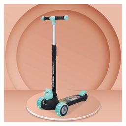 R for Rabbit Road Runner Bunny Kids Scooter 3 Level Adjustable Height Smart Fold & PU LED Wheels - Black & Blue-picture-15