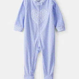 Carter's Full Sleeves Footed Sleepsuit with Heart Print - Blue-picture-18