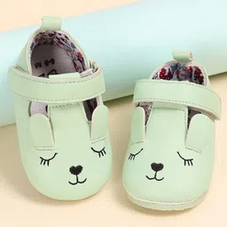 MINI KLUB Soft Sole Velcro Closure Animal Ear Applique Detailed Booties - Light Green-image-57