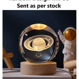 ADKD 3D Crystal Ball LED Night Lamp with Wooden Base Decorative Light for Kids Room, Bedroom & Home Decoration (Random Design)-picture-37