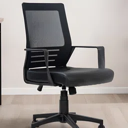 DROGO Lumina Ergonomic Black Leatherette Armrest Mesh & Curve Lumbar Support Study Chair-picture-13