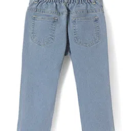 Babyhug Full Length Denim Washed Jeans with Stretch - Light Blue image 2