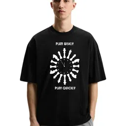 Fashnobic Men Graphic Printed Round Neck Cotton Oversized T-shirt-image-4