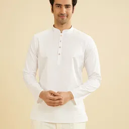 Manyavar Men Thread Work Short Kurta image 5