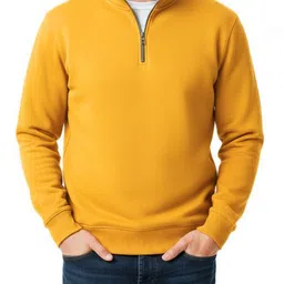 Try This Men Solid Mock Collar Pullover Sweatshirt-image-84