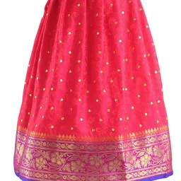 Bhartiya Paridhan Woven Sleeveless Choli & Lehenga With Gota Patti Print - Pink & Purple image 5