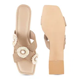 Try Me Women Canvas Open Toe Ethnic Block Sandals image 5