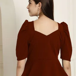 Tromko Women Pack of 2 Sweetheart Neck Puff Sleeve Peplum Top image 5