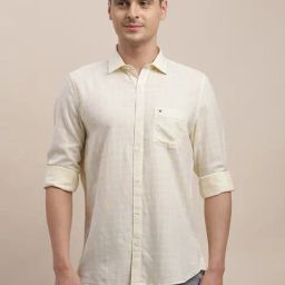 Turtle Beige Cotton Slim Fit Checks Shirt-picture-36