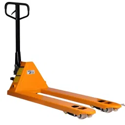 Hartley Hydraulic Hand Pallet Truck with Wide Forks 2500 Kg Load Capacity Alloy Steel 6 Wheel Nylon Orange-image-0