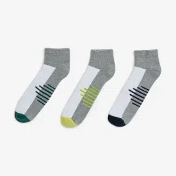 WES Lounge by Westside Grey Striped Trainer Socks - Pack of 3-picture-36