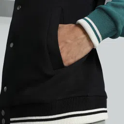 Puma Black Cotton Regular Fit Colourblock Jacket image 5