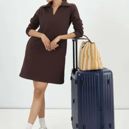 Femmella Brown Cotton Regular Fit Dress image 4