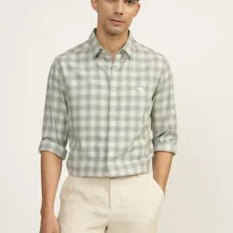 Andamen Green Cotton Slim Checks Shirt-picture-28