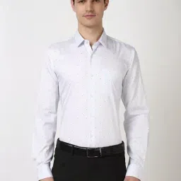 Peter England White Cotton Slim Fit Printed Shirt-picture-18