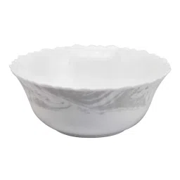 @home by Nilkamal White Opalware Arias Fluted Graphite Snow Dinner Set - Set of 14 image 5