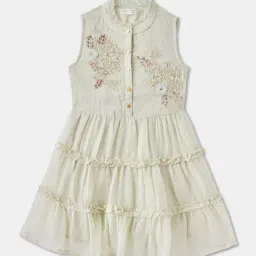 R&B Kids Green Embroidery Regular Fit Dress-picture-47