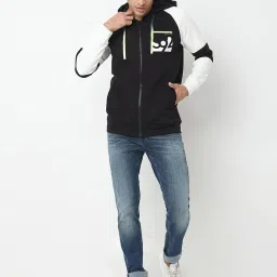 Spykar Black Regular Fit Hooded Sweatshirt image 5