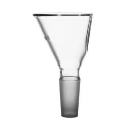 ABGIL Short Stem Funnel For Powder Flattened Side With Interchangeable Joint 250 mm Dia Transparent Borosilicate Glass, FL-381-08 image 1