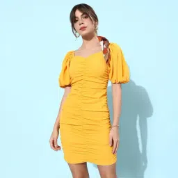 Style Quotient Yellow Mini Bodycon Dress-image-86