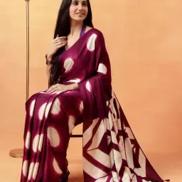 navyasa by liva Purple Printed Saree with Unstitched Blouse-image-14