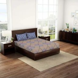 Spaces Purple & Orange Cotton 144 TC Double Bedsheet with 2 Pillow Covers-picture-19
