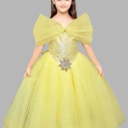 Pink Chick Kids Yellow Embellished Gown-picture-6