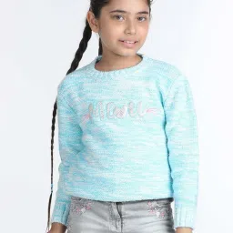 Wingsfield Girls Blue Embroidery Full Sleeves Sweaters & Cardigans image 5