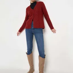 MADAME Red Embroidered Sweater image 5