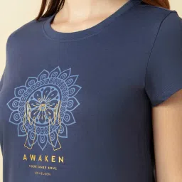 Van Heusen Blue Cotton Relaxed Fit Print Top image 5