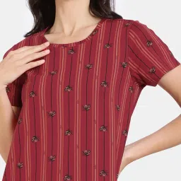 Zivame Maroon Printed Night Dress image 5