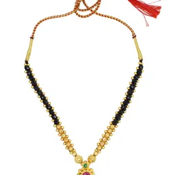SONI JEWELLERY Women Gold-Plated With Black Artificial Beads Mangalsutra image 3