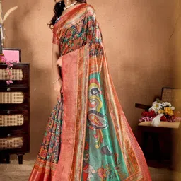 Aman's Impero Ethnic Motifs Silk Blend Designer Mysore Silk Saree image 4