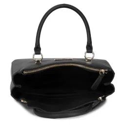Guess Women Black Textured Satchel Bag image 5