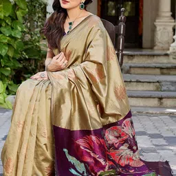 KALINI Floral Silk Cotton Handloom Saree image 2