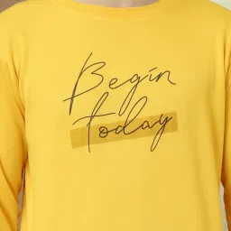 Vimal Jonney Yellow Fleece Regular Fit Printed Sweatshirt image 5