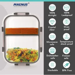 MAGNUS Solid Grey Borosilicate 580ml Rectangle Container image 5